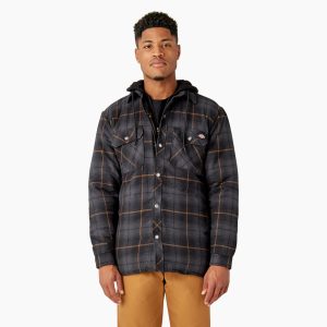 Water Repellent Flannel Hooded Shirt Jacket